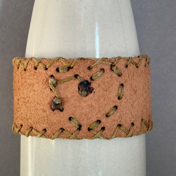 HANDMADE ARTISAN Bracelet Heart Painted Colorful Leather Adjustable Bohemian - Picture 5 of 9